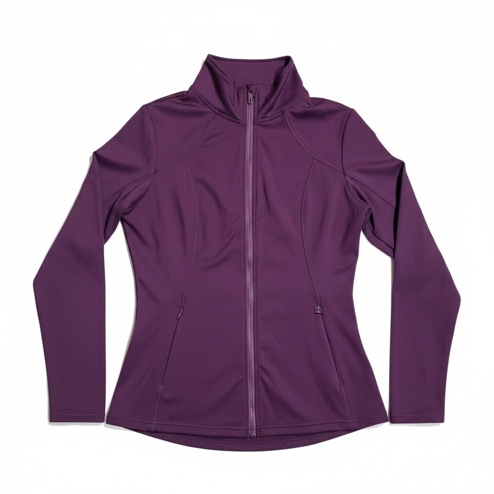 Dunnes Stores Womens Fig Purple Full Zip Activewear Jacket Size M Mock Neck